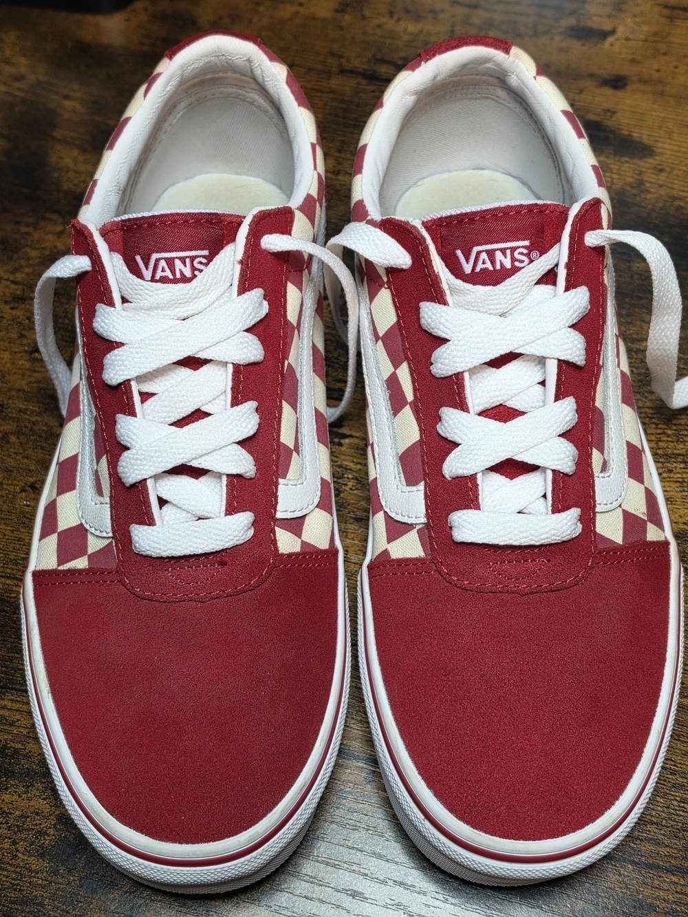 Vans Old School Red and White Checkerboard Sneakers
